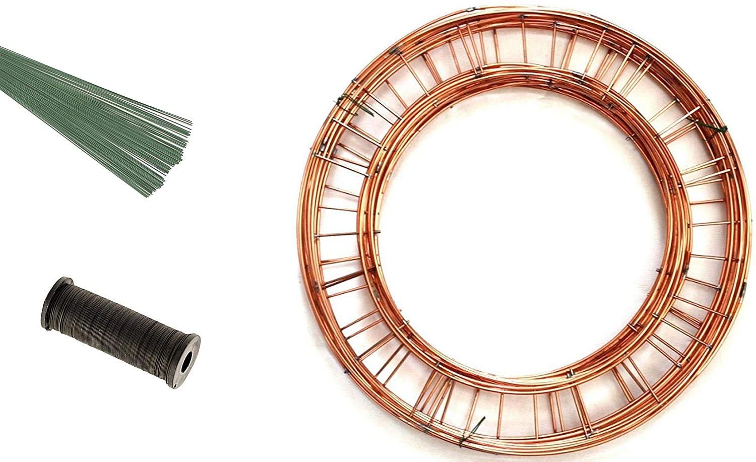 Wreath Ring Kit With WRAP -10 x 8inch rings, 1x binding wire & 250g 8" stubwire 240 & Wreath Wrap wires approx