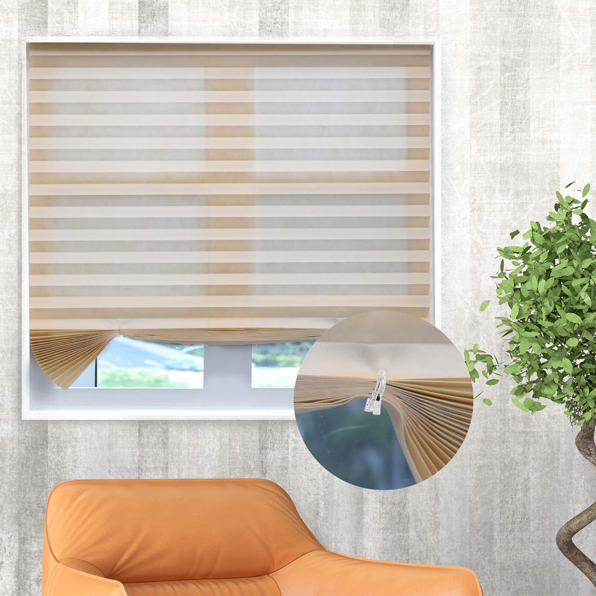 White Grandekor Pleated Blind Instant Temporary Polyester Blinds