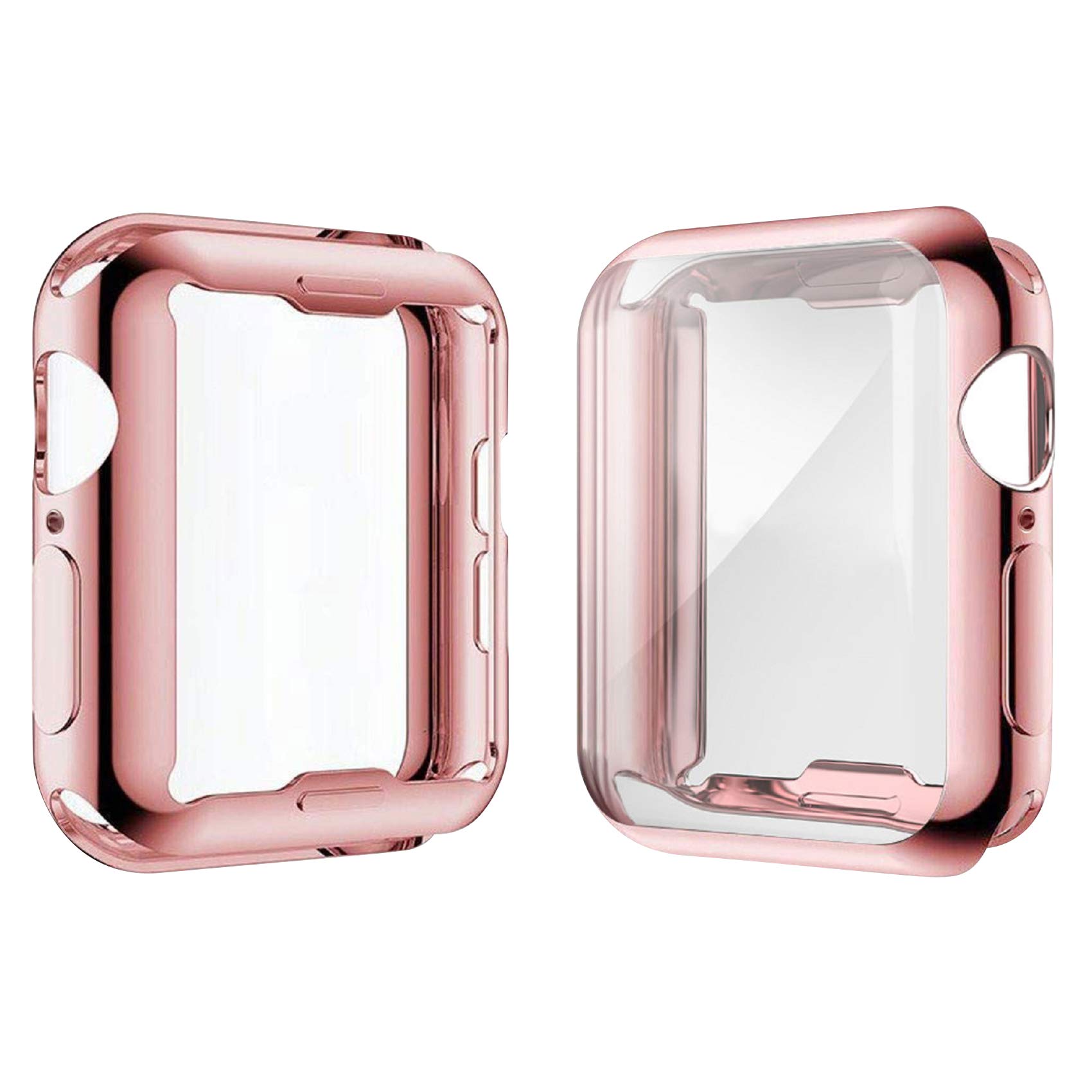 Photo 1 of [2-Pack] JULK 44mm Case for Apple Watch New SE 3 (2025) / Series SE / 6/5 / 4 Screen Protector, Overall Protective Soft Case TPU HD Ultra-Thin Cover for iWatch, 1 Rose Pink + 1 Transparent