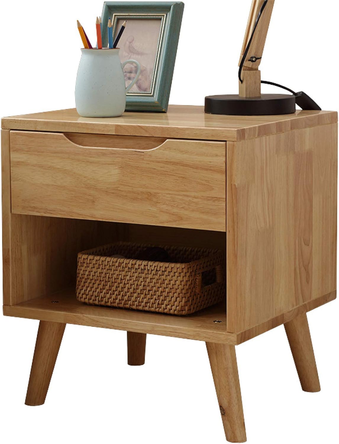 liangh Bedside Table,Two Drawer Storage,Wooden Small Side Table End