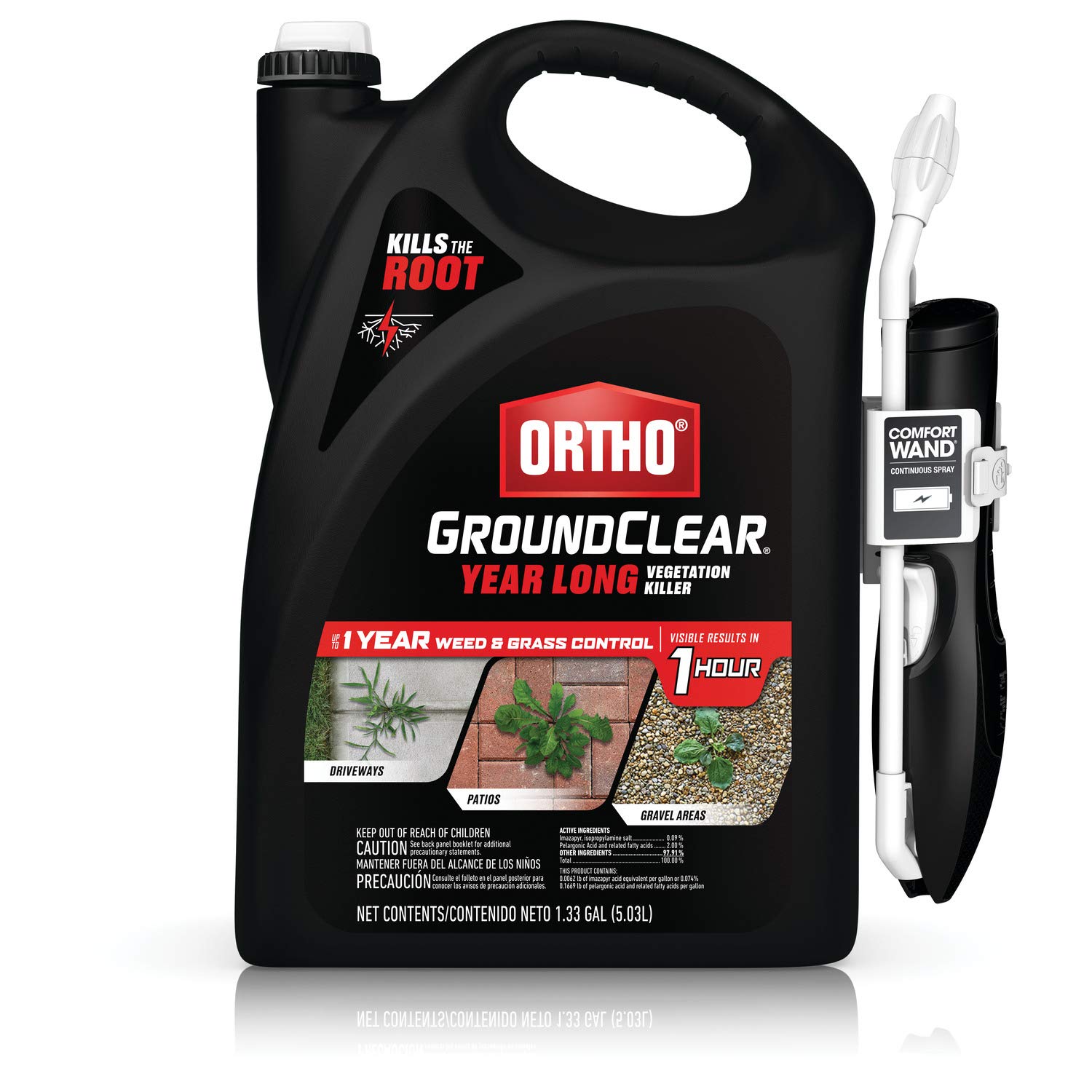 Photo 1 of Ortho GroundClear Year Long Vegetation Killer - With Continuous Spray Comfort Wand, Visible Results in 1 Hour, Kills Weeds and Grasses to the Root, Up to 1 Year of Weed and Grass Control, 1.33 gal.