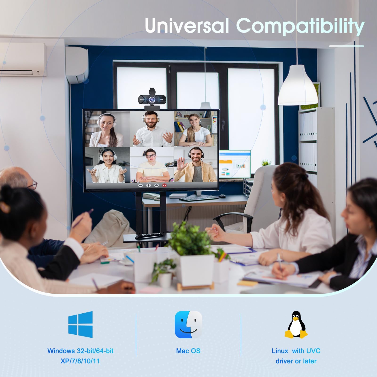 1080P HD Webcam with Microphone, Wide-Angle Lens, Auto Light Correction, Plug & Play USB Webcam for Laptop, Desktop, PC, Mac, Zoom, Skype, Streaming Black