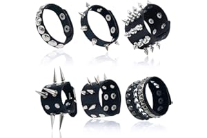 Qinsihwn Punk Studded Bracelet Goth Bracelet Leather Rivets Spike Bracelets Cuff Adjustable Metal Wristband Gothic Accessories