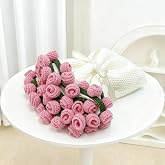 SoffMoiis 47inch Crochet Pink Flower Bouquet Blanket Romantic Gift for Her | 52 Pink roses Gift for Girlfriend Mom Mother's Day Valentine's Day Thanksgiving Day Birthday Anniversary