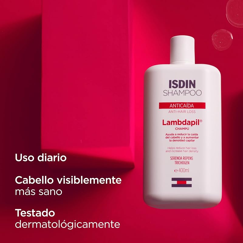Isdin lambdapil shampoo anti-queda de cabelo, ajuda a reduzir a queda de cabelo e aumentar a densidade do cabelo