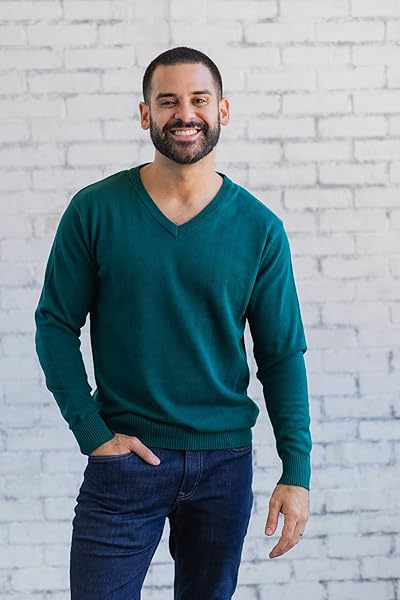 COZEEME MENS V-NECK PULLOVER LONG SLEEVE SWEATER GREEN X-LARGE