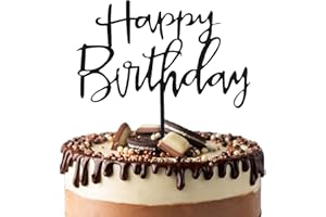 IEBQ Cake Toppers Black Happy Birthday Acrylic Cake Topper Birthday Supplies Party Decorations
