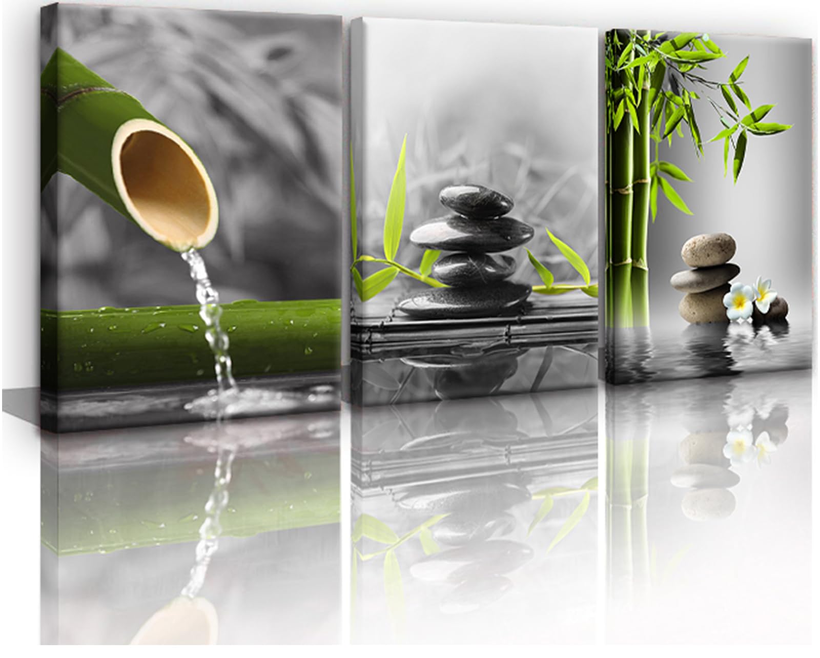 Photo 1 of Yxbhhym- Bathroom wall art Black and White Zen Wall Art Gray Green Room Decor Zen Poster Canvas Pictures Zen Artwork for Spa Living Room Wall Art Kitchen Bedroom Decor Home Framed Prints Art