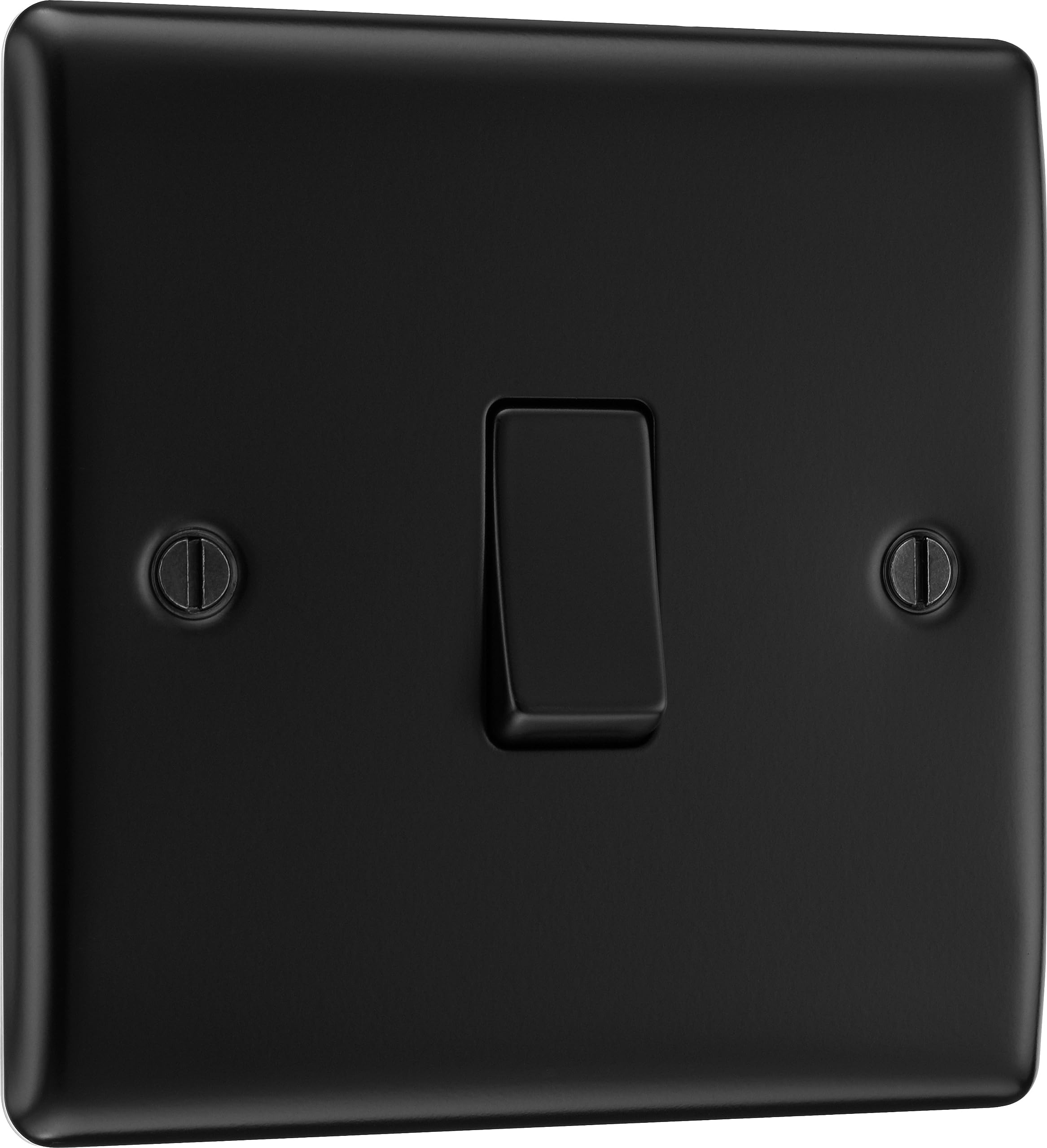 BG Electrical Single Intermediate Wall Light Switch, Raised and Slim Profile, Round Edges, Nexus Metal, Matt Black, 20A, 16AX, NFB13