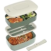 Bentgo Classic - Adult Bento Box, Stackable 3-Compartment Lunch Box with Removable Utensil Set and Sealing Strap, BPA-Free, Food Container Ideal for Meal Prep, Work, and On the Go (Khaki Green)