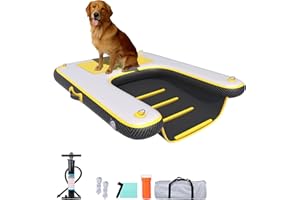 HEYLIFE Inflatable Dog Water Ramp Pool Ladder for Boats Docks Raft Swimming Pools Pet Stairs Floating Sports Platform Yellow 4.9ft x 3ft x 4in