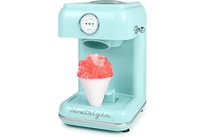 Nostalgia Snow Cone Shaved Ice Machine - Retro Table-Top Slushie Machine - Includes 1 Reusable Plastic Cup - Aqua