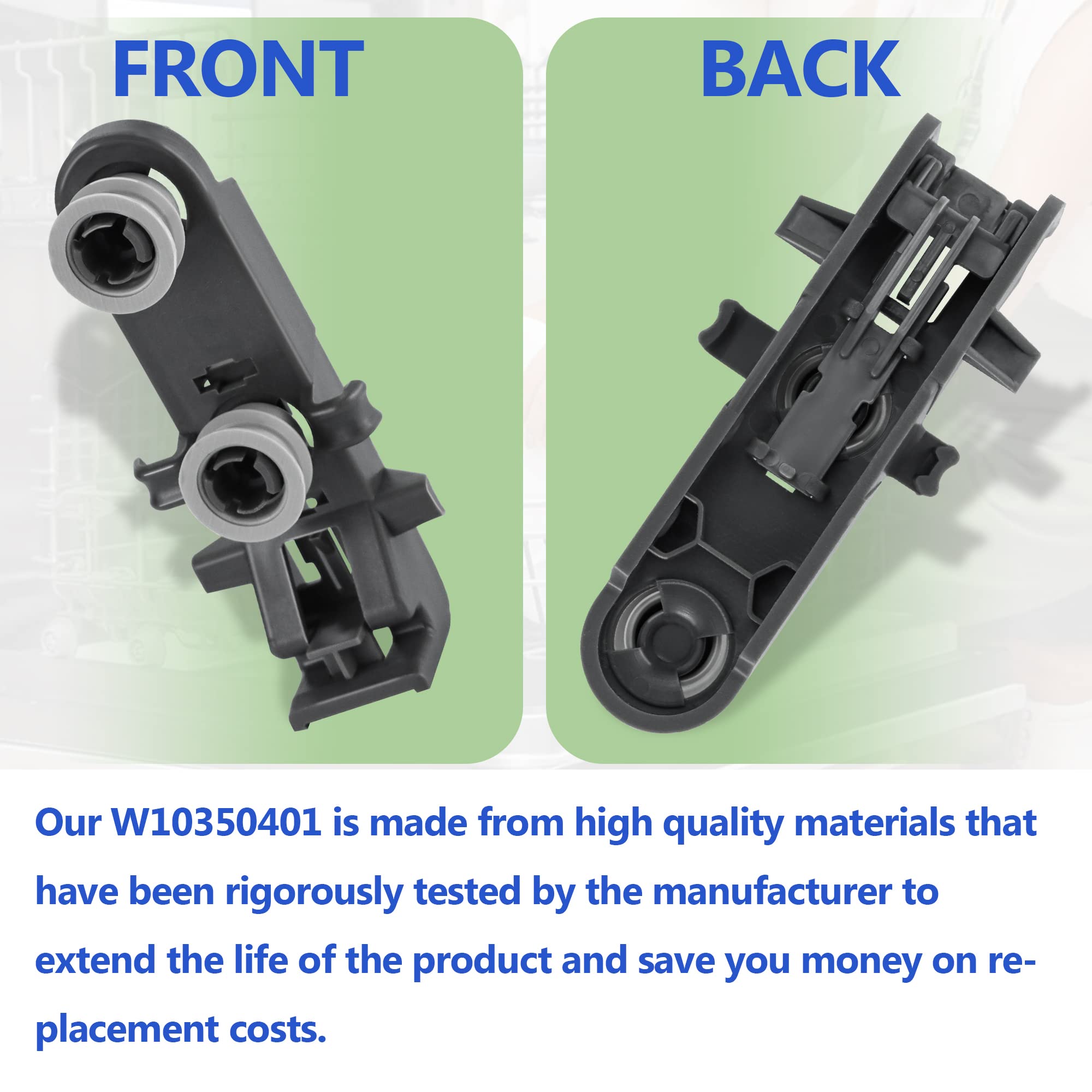 W1035401 Dishwasher Rack Roller Wheel Fit For Ken-more Whirl-pool Kitchen-Aid Replaces W10195336 W10410552 W10434691 WPW10350401VP 2PACKS