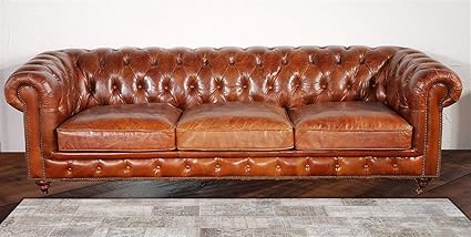 Amazon Com Pasargad Home Chester Bay Genuine Leather Tufted Sofa
