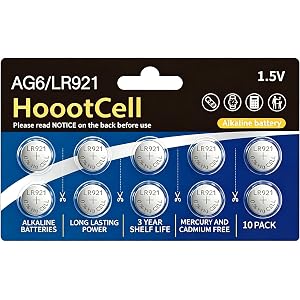 HoootCell SR920SW 371 370 Watch Battery LR921 AG6 LR920 Batteries(10) | SR69 SR921 Alkaline Button Cell Battery