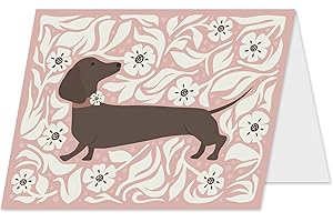 Koko Paper Co Dachshund Blank Note Cards | 15 Folded Note Cards with 15 French Gray Envelopes (30 Count Total) | Printed on Premium Card Stock