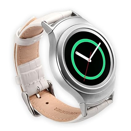 Valkit Compatible Gear S2 Bands Genuine Leather Smart Watch Band with Stainless Steel Adapter Crocodile Pattern Strap Replacement for Samsung Gear S2 ...