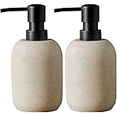 GalDal 2pcs/Set Beige Hand Soap Dispenser Sets,Resin Liquid Soap Dispenser for Bathroom Countertop,Bathroom Lotion Dispensers-10.6oz.