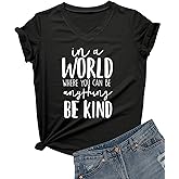 DANVOUY Womens V-Neck Cute Funny Letter Print Graphic T Shirt Short Sleeve Tops