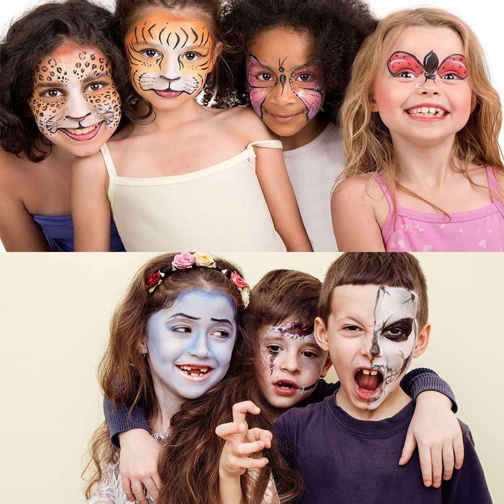 UCANBE UCANBE Face & Body Paint, Water Activated SFX Makeup Palette - Extra Large White & Black Pan, Professional 18 Color Safe Non Toxic Art Painting Kit for Halloween, Cosplay, Parties, Theater & Stage