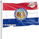 Nuibers Missouri Flag 3x5 FT Sturdy for Outside, Heavy Duty 3Ply Polyester Missouri State Flags Outdoor, Double Sided Long Lasting MO State Flag Brass Grommets