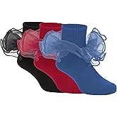 Zando Girls Ruffle Socks Double Lace Frilly Dress Socks for Toddler Girls 2-10 Years