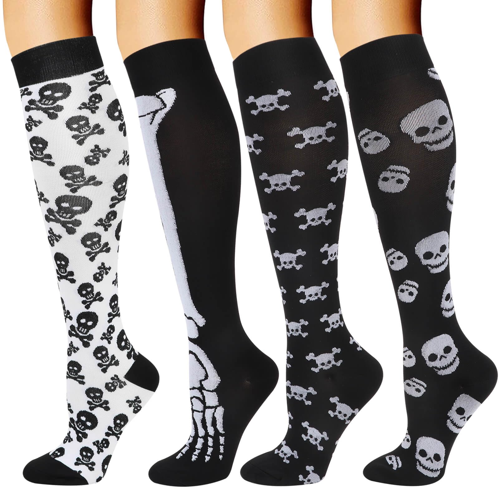 DRESHOW 4 Pairs Compression Socks For Women&Men Circulation Best Support for Athletic Running Cycling Travel