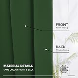 Deconovo Pencil Pleat Blackout Curtains Thermal Insulated 140x245 Dark Green view 7