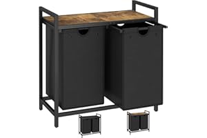 LAATOOREE Laundry Hamper, Two-Color 2 × 48L Laundry Basket with 2 Removable Laundry Sorter Bags and Top Shelf, Clothes Hamper for Laundry Room, Bathroom