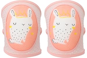 POCREATION Baby Knee Pads for Crawling, Anti Slip, Cartoon Pink