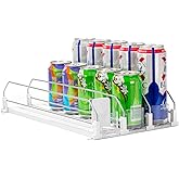 RULA Drink Organizer for Fridge, Width Adjustable Water Bottle Pusher Glide, Self-Pushing Soda Can Dispenser for Refrigerator