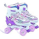 SMOOJOY Roller Skates for Boys Girls, Kids Skates, Adjustable Roller Skates with Light Up Wheels for Ages 3-12 RollerSkates for Youth Beginner