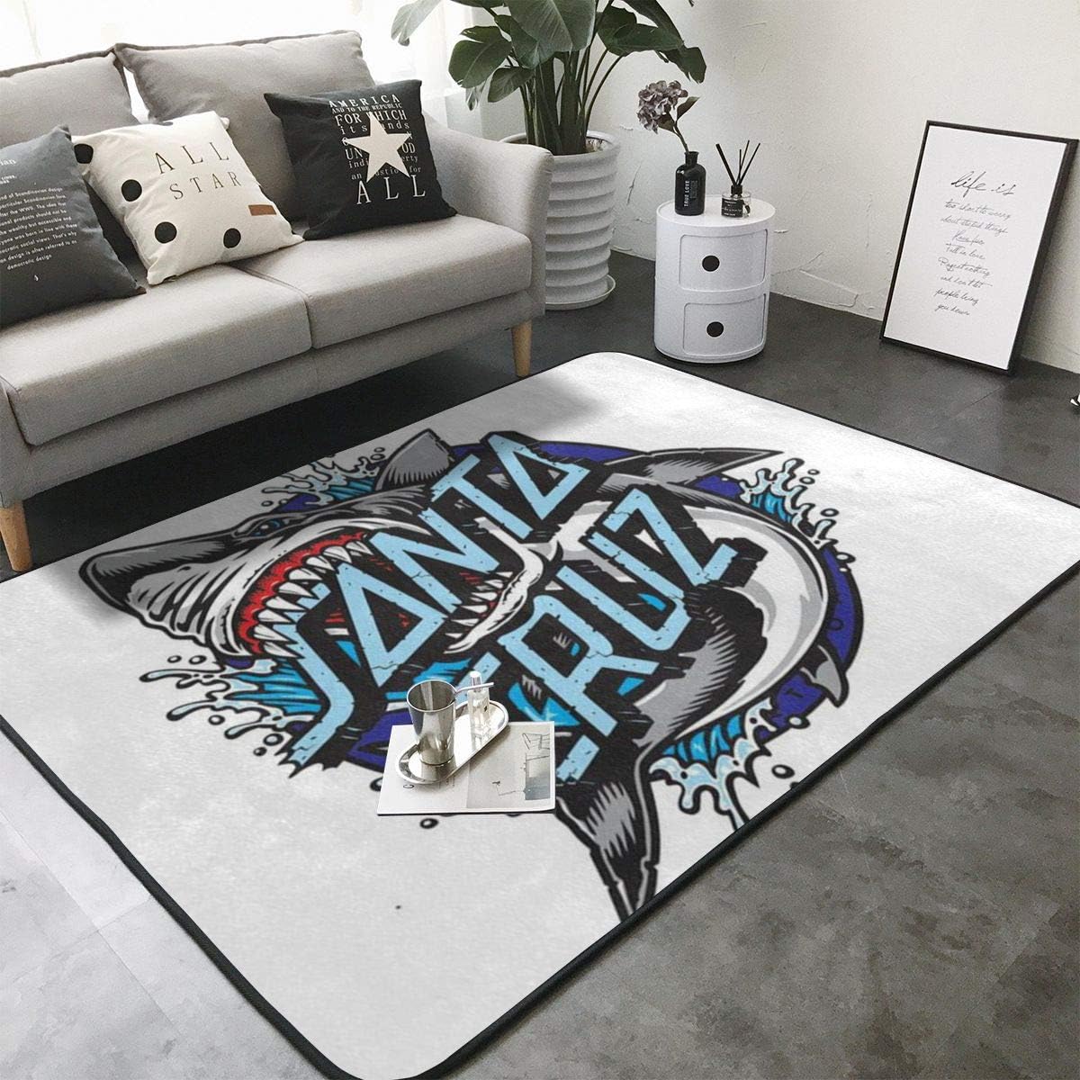 Shark Santa Cruz Super Soft Touch Indoor Modern Rug Water Absorption Smooth Rugs Fluffy Shaggy Area Rug of Stain Resistant Floor Mats Dining Room Home Bedroom Living Room Carpet 80 X 58 Inches