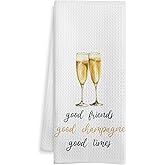 WOTYPU Champagne Friends Gifts Kitchen Bar Towels, Gifts for Champagne Lovers Dish Tea Towel, Alcohol Lover Gift Decorative Hand Towels for Kitchen Home Bar Cart Decor, 16x24 Inch