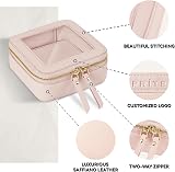 Prite Small Clear Makeup Bag Gift Box Pearl Pink Double Zippers PU Leather view 4