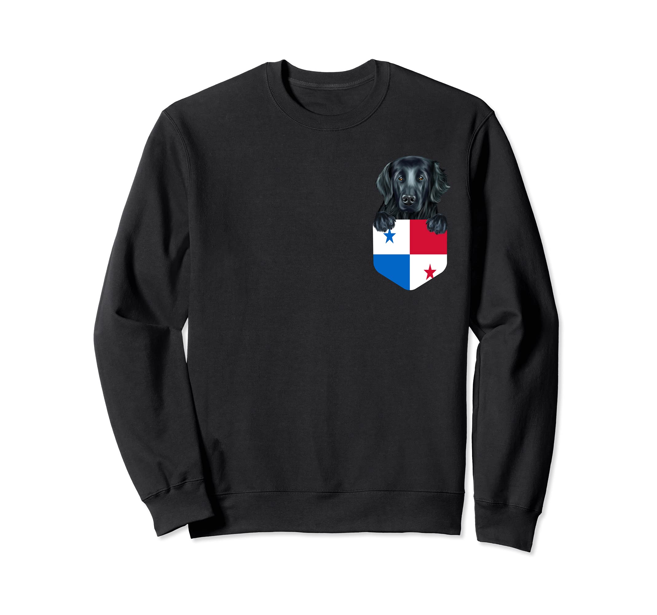 Panama Flag Flat-Coated Retriever Dog In Pocket Sweatshirt