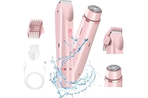 RIYUETAN Bikini Trimmer for Women Electric Razors for Women, Double Head Dual Purpose Hair Trimmer Ipx7 Waterproof Wet & Dry Use,Womens Electric Shaver for Legs Underarm (Pink) (Pink)