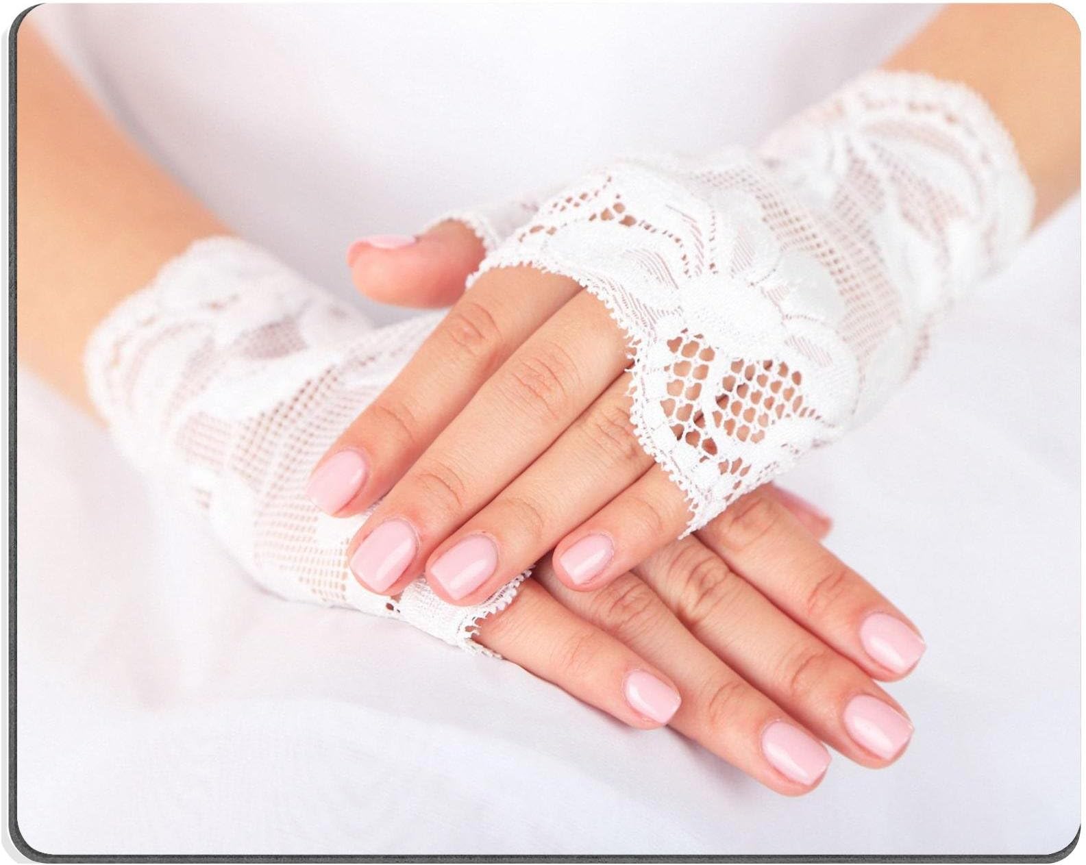Liili Mouse Pad Natural Rubber Mousepads Wedding gloves on hands of bride close up 28963911