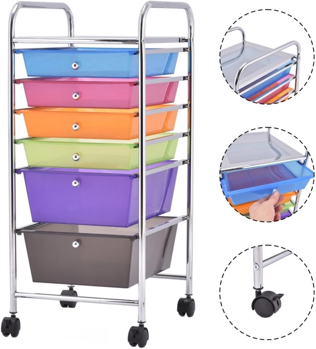 Utility Carts 6 Drawers Organizer Rolling