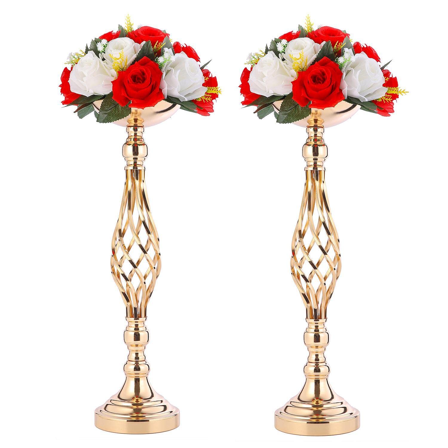 Photo 1 of 2 Pcs Wedding Centerpieces for Reception Tables, Twist Candleholders Stands Ornaments, Metal Centerpieces Flower Vase for Wedding Party Dinner Event Hotel Home Decor