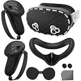 Bemkiru 8-in-1 Silicone Cover Set for Meta/Oculus Quest 3s Accessories | VR Headset Protection Cover, Silicone Face Cover with Raised Nose Pad, Lens and Controller Grip Protection, Precise Cutouts