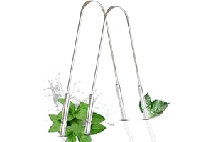 Professional Tongue Scraper for Adults, Reduce Bad Breath at Once, Stainless Steel Cleaner for Oral Hygiene, Pack of 2 Reusab