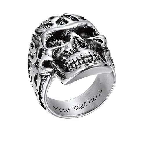 PROSTEEL Customize Skull Pinky Ring Size Mens Goth Punk Finger