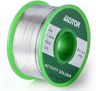 AUSTOR 1.2mm Lead Free Solder Wire Rosin Core Sn 99 Ag 0.3 Cu 0.7 100g