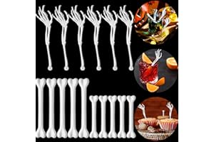 Remerry 48 Pcs Halloween Drink Stirrers Skeleton Swizzle Sticks Skeleton Arms Hands Cocktail Garnish Plastic Cocktail Food Picks for Halloween Bar Horror Party Table Decoration(Arm, Bone,White)