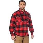 Rothco Extra Heavyweight Buffalo Plaid Sherpa Lined Flannel Shirt – Warm Outdoor Shacket, Red Plaid, XL