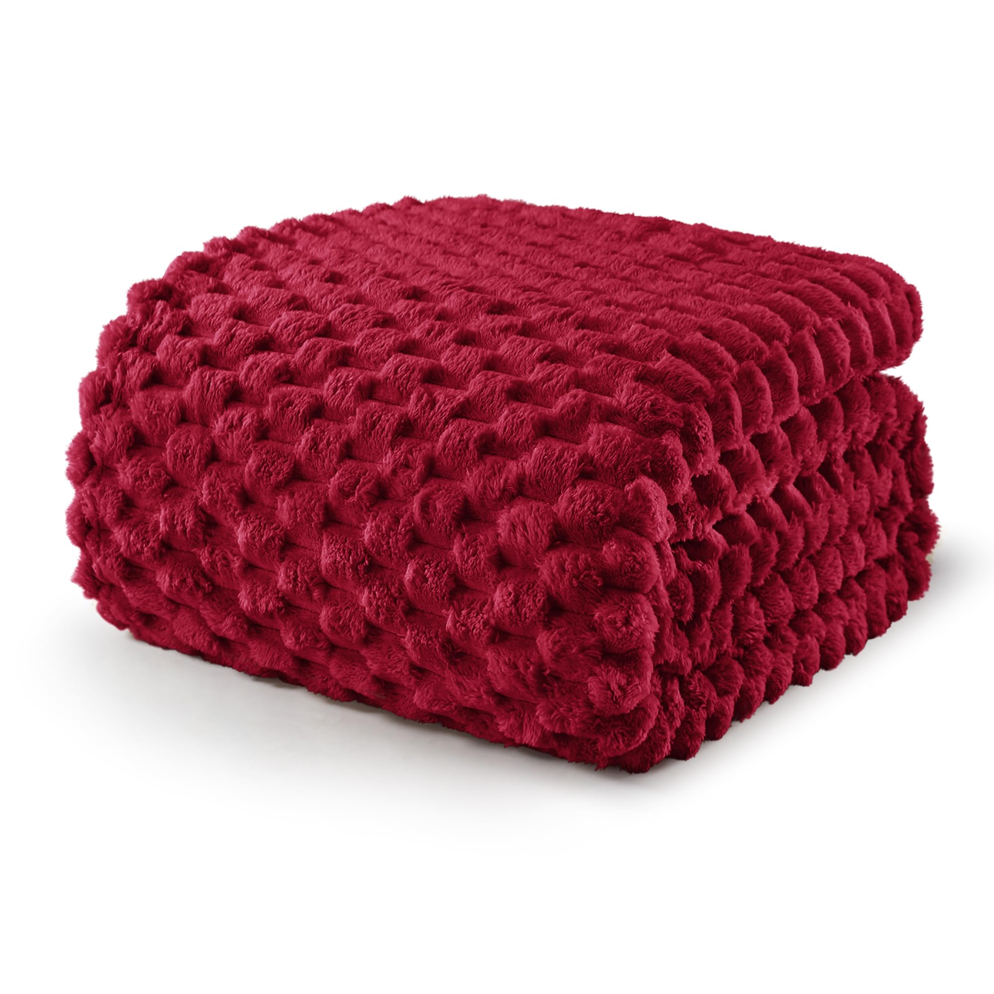 Exclusivo Mezcla Fleece Double Size Blanket for Bed, Extra Large Fuzzy Deep Red Bed Blankets, Soft Cozy Plush Sofa Throws for All Seasons, 150x200 CM