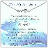 Huanggang Gifts for Best Friend Women, 925 Sterling Silver Wave Friendship Bracelet for Bestie Soul Sister BFF Female, Christmas Valentines Day Birthday Inspirational Meaningful Gifts For Her