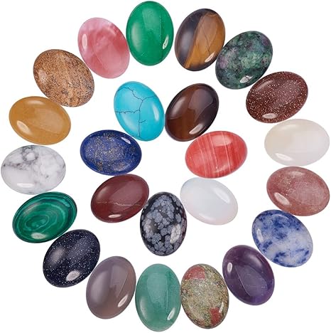 Amazon Pandahall Elite 約25個 セット 多種多様 ミックス オーバル カボション パワーストーン アクセサリーパーツ デコ素材 カラフル チャーム ペンダント レジン封入 楕円形 Diy手作り ジュエリー用 ハンドメイド イヤリング ネックレス チャーム アクセサリー