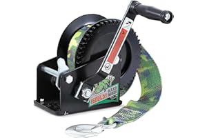 Linkloos Boat Winches for Trailers, 1600lbs Boat Winch with 33 Ft Strap, Camouflage Heavy Duty Hand Winch with 2-Way Ratchet 4:1 Gear, Portable Trailer Winch for Boat, Truck, Jet Ski, ATV, RV